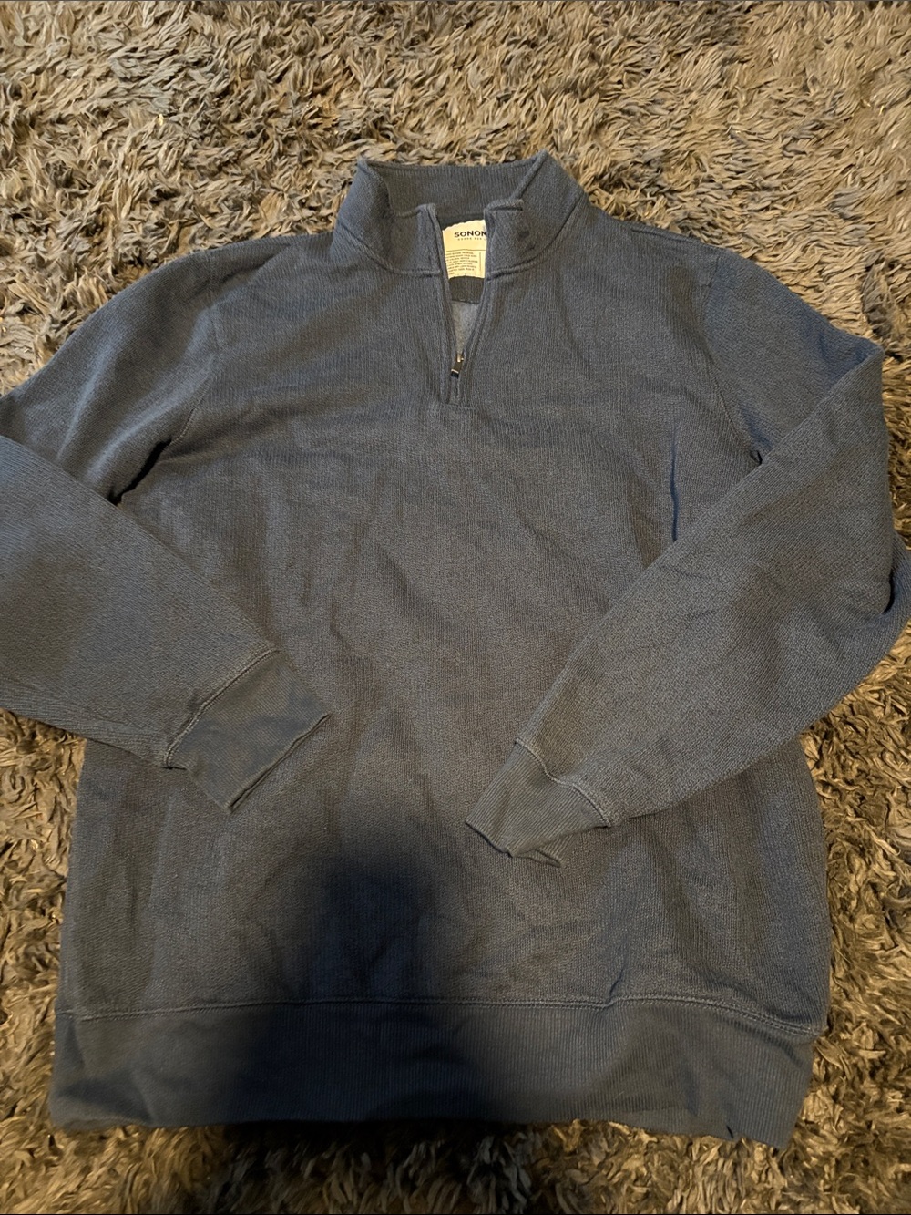 Williams Sonoma Men's Navy Half-Zip Knit Sweater